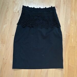 Elegant Navy Lace Pencil Skirt